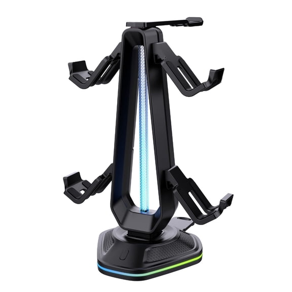 BQBQERT Adjustable Gaming Controller Holder with LED Lighting and Type C Charging for Headphones
