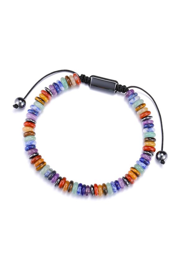 Adjustable Natural Stone Disc Beaded Bracelet Lightweight Stylish Hand Chain Jewelry For Everyday Wear