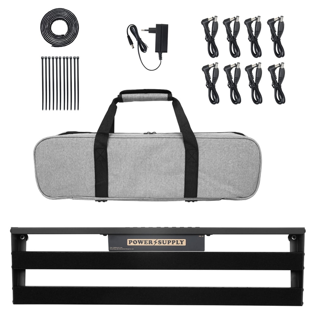 BQBQERT Aluminium Alloy Black Guitar Effect Pedalboard with Bag, Pedal Cable Guitar Pedal Board Set with Built-in Power Supply