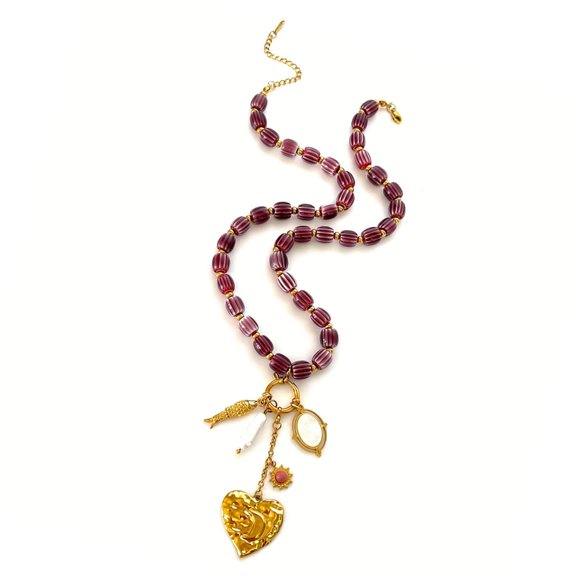 BQBQERT Artistic Ceramic Sphere Chain Chain With Pair Fish Heart Enchantments For Everyday Outfit