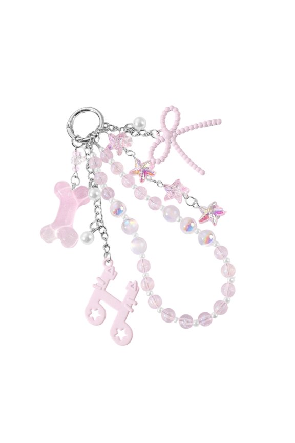 Artistics Resin Cats Eye Bead Keychain Set Featuring Glitters Heart and Bone Shapes for Jewelry Making