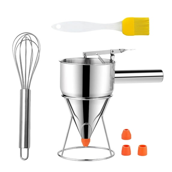 BQBQERT Batter Dispenser Pancakes and Waffles Making Tool Stainless Steel Designs with Stand and Easy