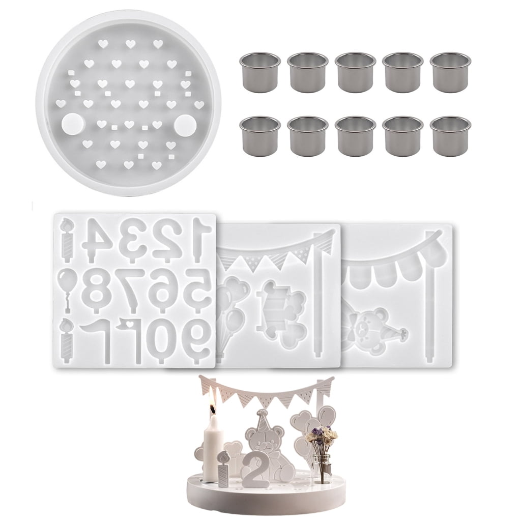 BQBQERT Bear Silicone Mold for Resin Holders, Round Crafting Birthday Decor & Jewelry Casting Art Supplies