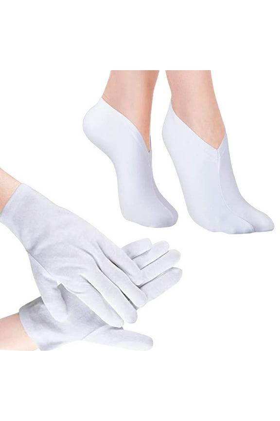 Beauty Cotton Gloves and Socks Set for SPA,Eczema,Dry Hands,Dry Cracked Feet