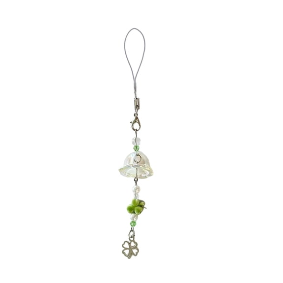 BQBQERT Bells and Shamrock Phone Accessory Good Bringing Accessory Acrylic Chimes Phone Charm with Clovers
