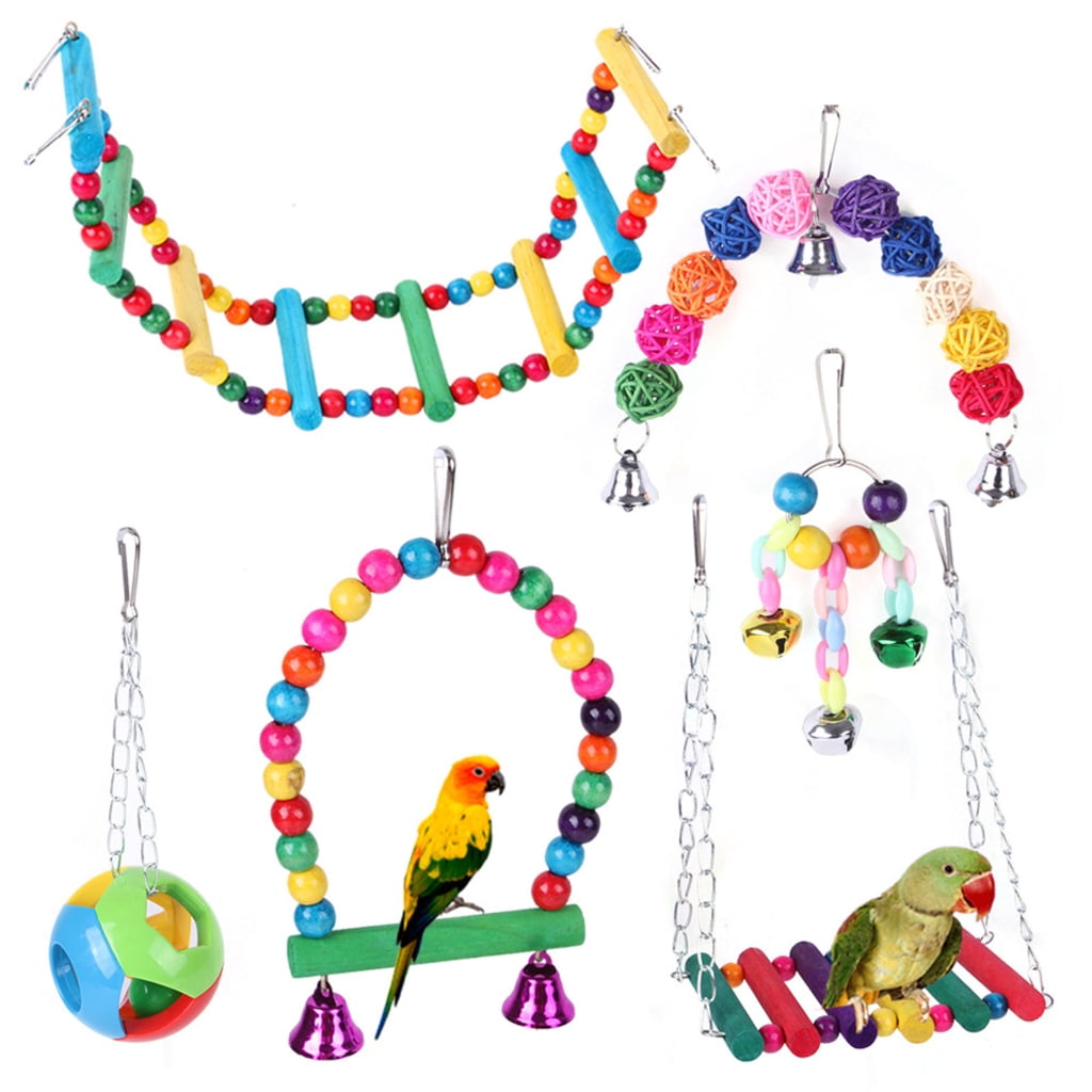 BQBQERT Bird Foraging Wall Toy Parakeet Ladder Bridge Bird Foraging Toy Bird Swing Toy Bird Cage Toy Chewable Toy