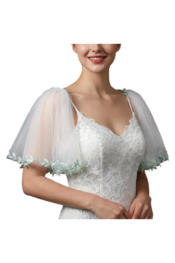 Breathable Sheer Bridal Shawl Adjustable Sleeves Lightweight Mesh For Weddings