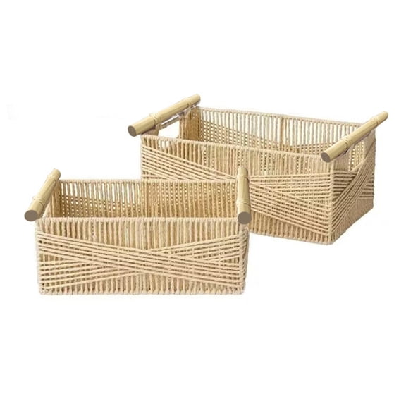 BQBQERT Breathable Woven Rattan Basket Storage Holder for Bathroom Living Room Decors