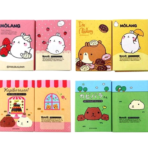 BQBQERT Cartoon Animals 6 Folding Memo Pad Sticky Notes Stationery Notepad