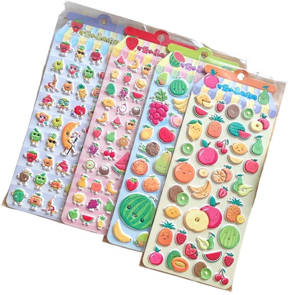 BQBQERT Cartoon Fruit Themed Foam Sticker for Notebook Journal Phone Cover Album Scrapbooking Decoration Reward Sticker