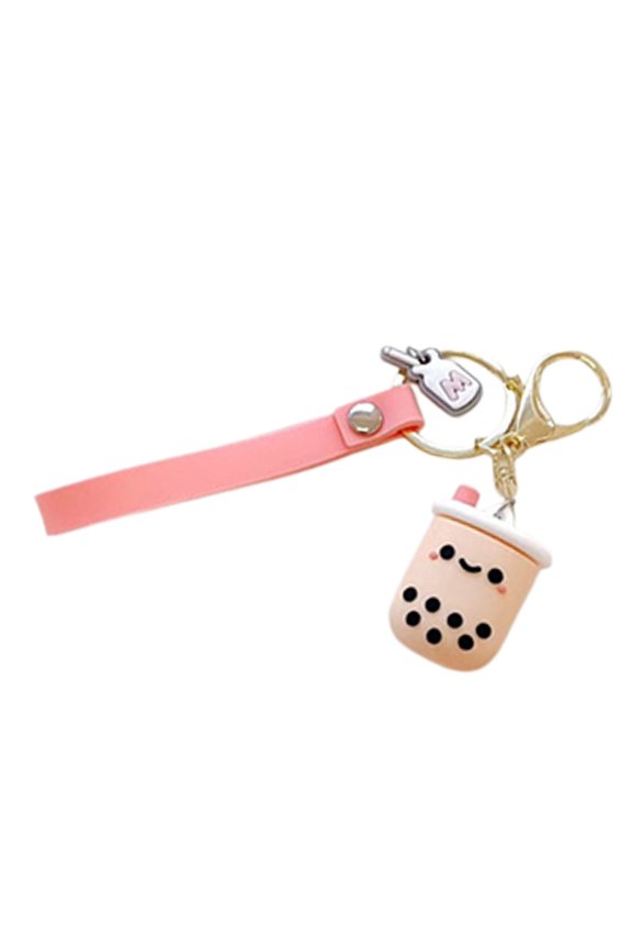 Cartoon Pattern Bag Pendant Simulation Milk Tea Keychain for Girls Women Backpack Hanging Decoration Rings