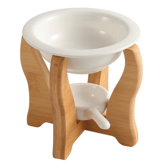 BQBQERT Ceramics Essential Oil Burners Aromatherapist Diffuser with Tealight Holder and Wood Stand Night Lamp Stove