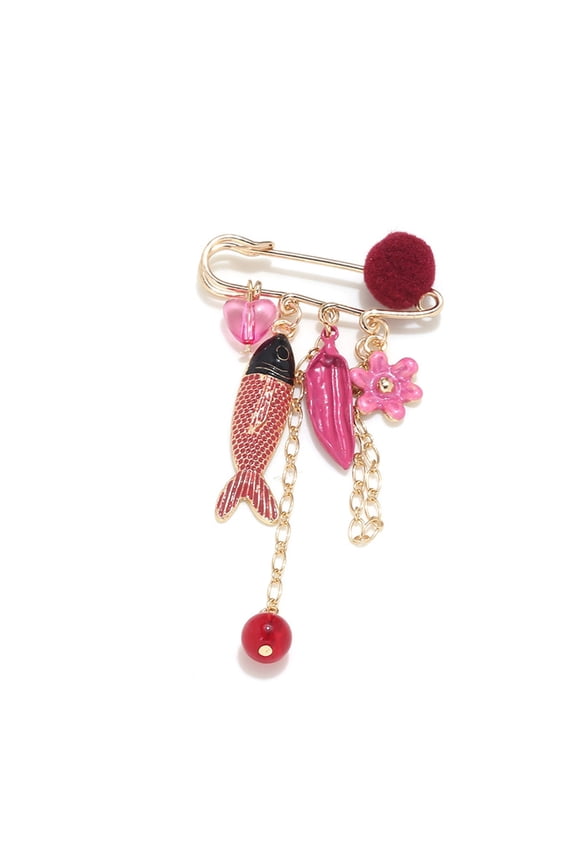 Chic Oversized Floral Fish Pin High Quality Alloy Decorative Piece Lapel Pin