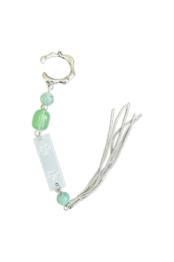 Chinese Ear Cuffs Piercing Long Tassels Dangle Earrings Jewelry National Ear Clip for Women