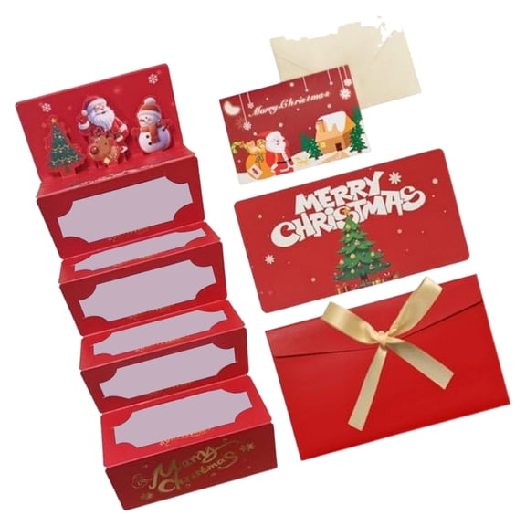 BQBQERT Christmas Money Envelopes 6 Slots Festival Banknote Card Holder With Holiday Designs Recycled Red Envelope