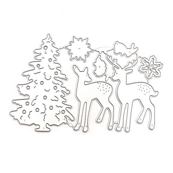 BQBQERT Christmas Tree Elk Metal Cutting Dies Stencil DIY Scrapbooking Album Paper Card Template Mold Embossing Craft Decoration