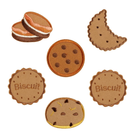 BQBQERT Cookie Biscuit Fabric Iron On Patches Adhesive Embroidery Appliques For Clothing Garment Jackets Hat Bag Coat