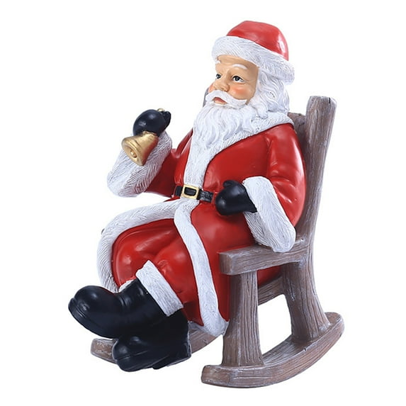 BQBQERT for Creative Rocking Chair Santa Statues with Handbell Christmas Resin Ornaments Cartoon Animated Figurines Holiday Party Decoration Collection