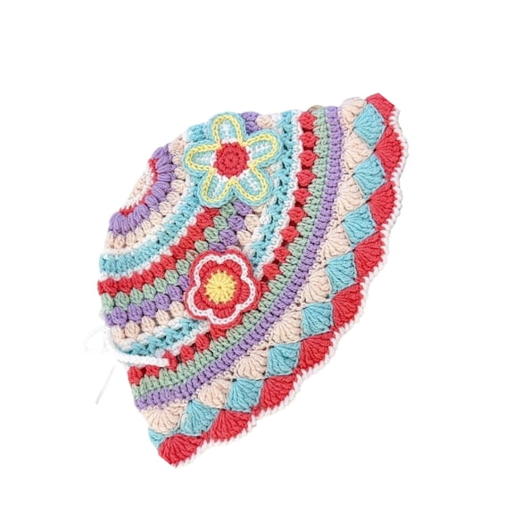 BQBQERT Crocheted Hat for Lady Handwoven Flower for Party Prom Vacation Hat Thick Warm Hat Photo Props