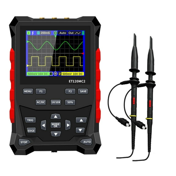 BQBQERT Digital Oscilloscope 500MSa/s Rate Waveform Generator 2 Channel Waveforms Storage Auto/Normal/Single