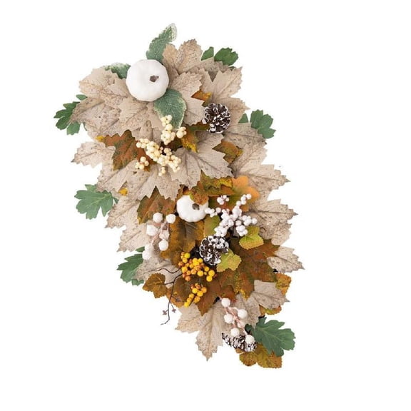 BQBQERT Door Harvest Realistic Maple Wreath Welcome Sign Realistic Maple Attachment for Festival Door Window Decors