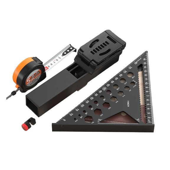BQBQERT Double Purpose Measuring Tool Set with Belt Clip 5M Steel Retractable Rulers & Aluminum Angles Finders for Home