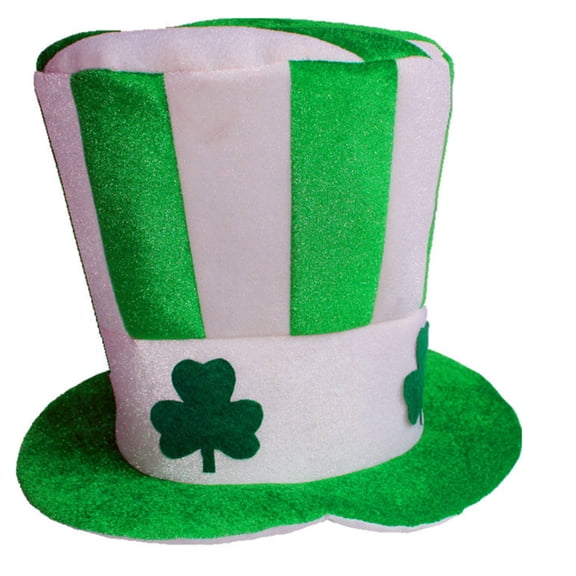 BQBQERT Eire Lucky Hat Ireland Shamrock Stove Pipe Hat Leprechaun Clovers for Headdress Party Decoration
