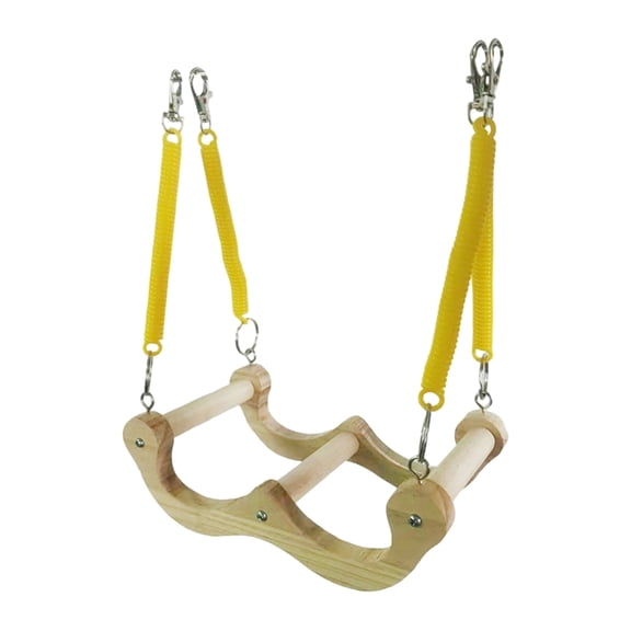 BQBQERT Elastic Swing Toy Elastic Spring Wooden Perch For Cage Entertainment And Avian Exercise