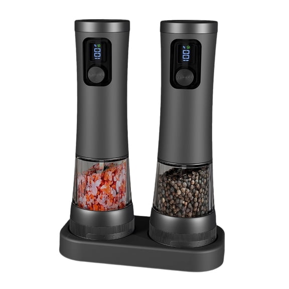 BQBQERT Electric Seasonings Grinders Set with USB C Charging Dock 100ml Clear Container Cover and LED Power Indicators