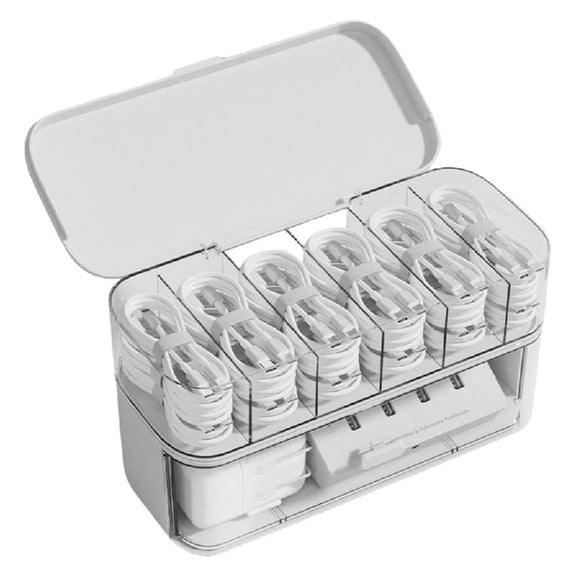 BQBQERT Elegant 10 Compartment Cable Management Box Clear Designs for Efficient Home and Office Use Organization