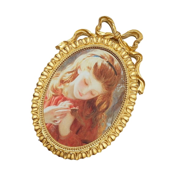 BQBQERT Elegant Baroques Resins Photo Frame with Bowknot Design Vintage Oval Golden Picture Frame Wall Hanging or Desktop