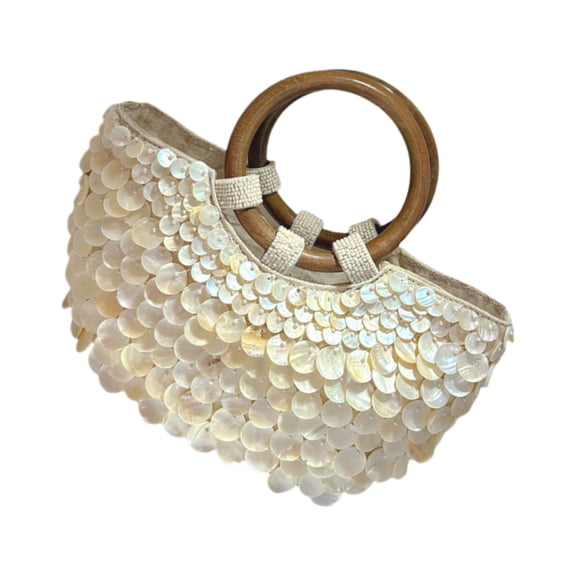 BQBQERT Elegant Beaded Shell Design Top Handle Purse Styles Handbag For Vacation Essential And Casual Occasion