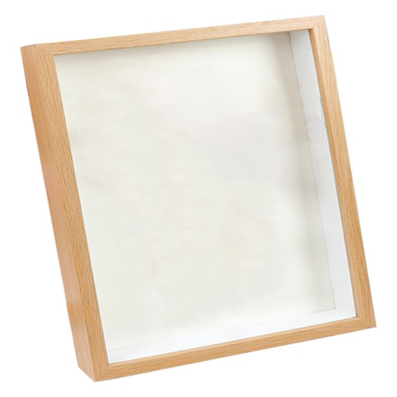 BQBQERT Elegant Dried Flower Display Frame, Natural Wood Finish Square with Clear Glass Panel Picture Frame