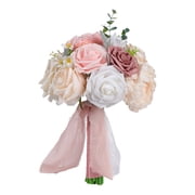 BQBQERT Elegant Silk Rose Wedding Bouquet Bridal Flower Arrangement for Ceremony Party Decorations