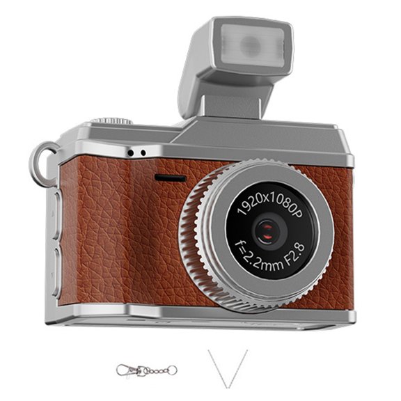 BQBQERT Everyday Use Mini Camera Keychain Retro Build In Flash 1080P High Definition