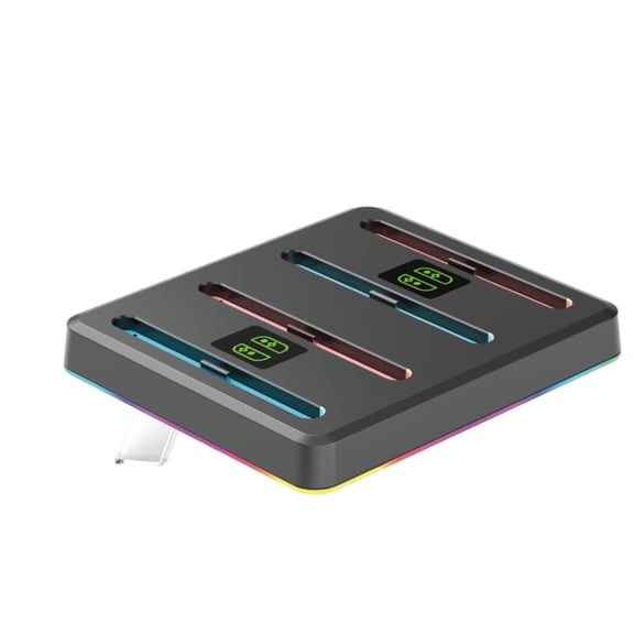 BQBQERT Eye Catching Colorful Light Up Double Controller Charging Dock Offering Fast Charging Suitable for NS2 Enhances Gaming