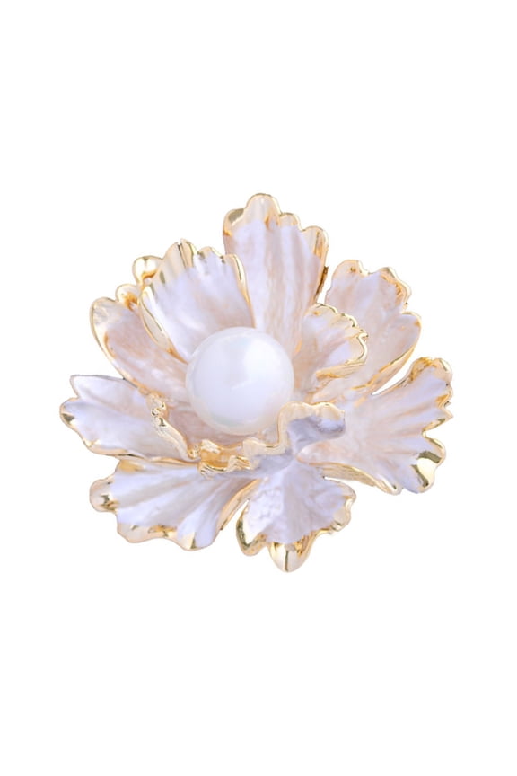 Fashion Jewelry Peony Flower Pin for Women Chinese Charm Rhinestones Pearls Detail Brooch Badge for Versatile Use