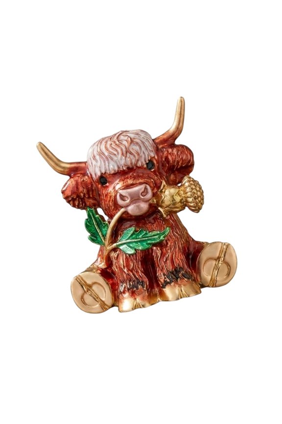 Fashionable Enamel Cow Brooch Sturdy Alloy Design Lapel Pin For Any Occasion