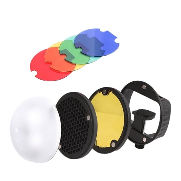 BQBQERT Flashing Lighting Accessories Pack With Grids, Diffuser Dome, and Color Gels for Diverses Photo
