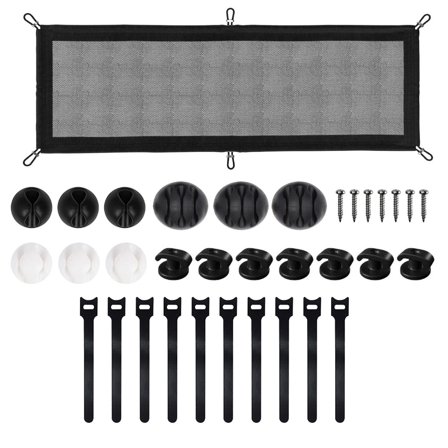 BQBQERT Flexible Under Table Cord Management Net Storage Pockets for Organizing Cables and Enhancing Workspaces Efficiency