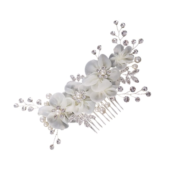 BQBQERT Flower Bridal Hair Comb With Rhinestones And Pearls Decors Hair Styling Hairpin For Special Occasion Wedding Ceremony