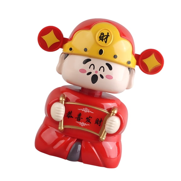 BQBQERT God of Wealth Solars Powered Dancing Toy Cai Shen Car Shaking Head Dancer Doll God of Wealth Toy Figurine Desk Decors
