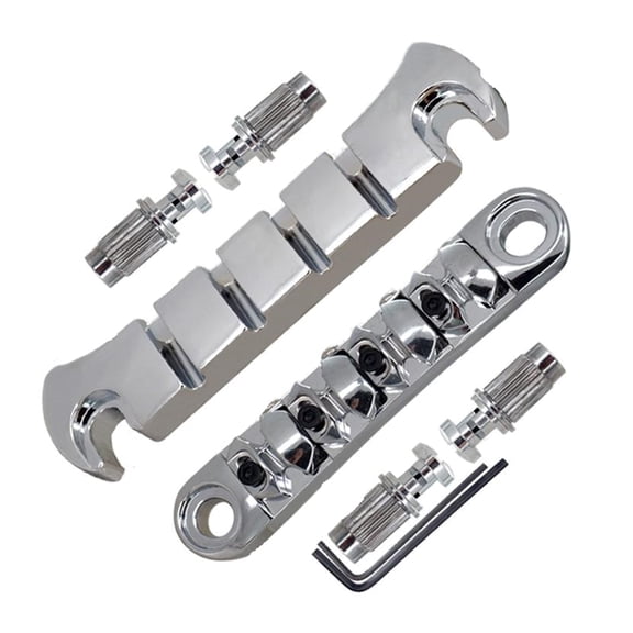 BQBQERT Guitar O-Matic Roller Saddles Bridge with Wrench Set Replacement Parts LP 4 String Electric Guitar Bridge