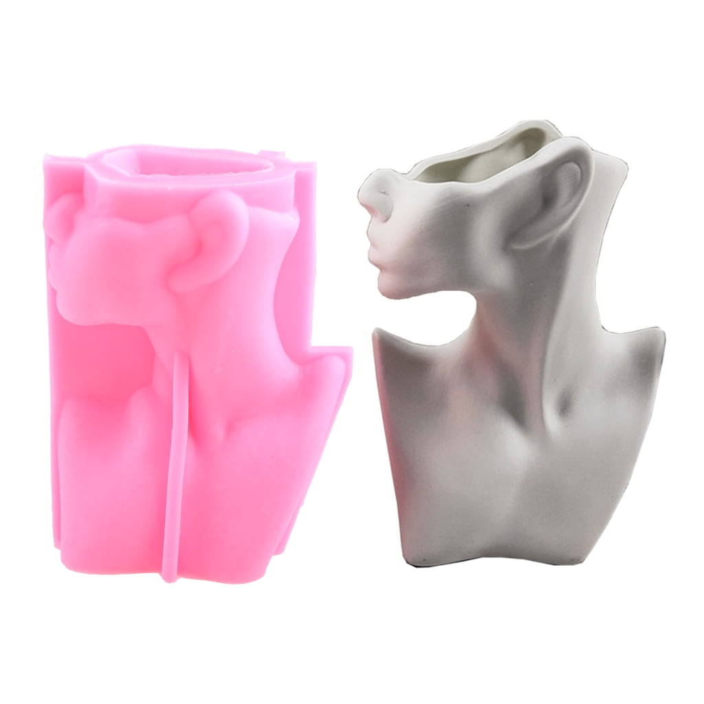 BQBQERT Half-body Human Body Flower Silicone Mold Epoxy Resin Casting Mold Vase Cement Mold Holder Mold
