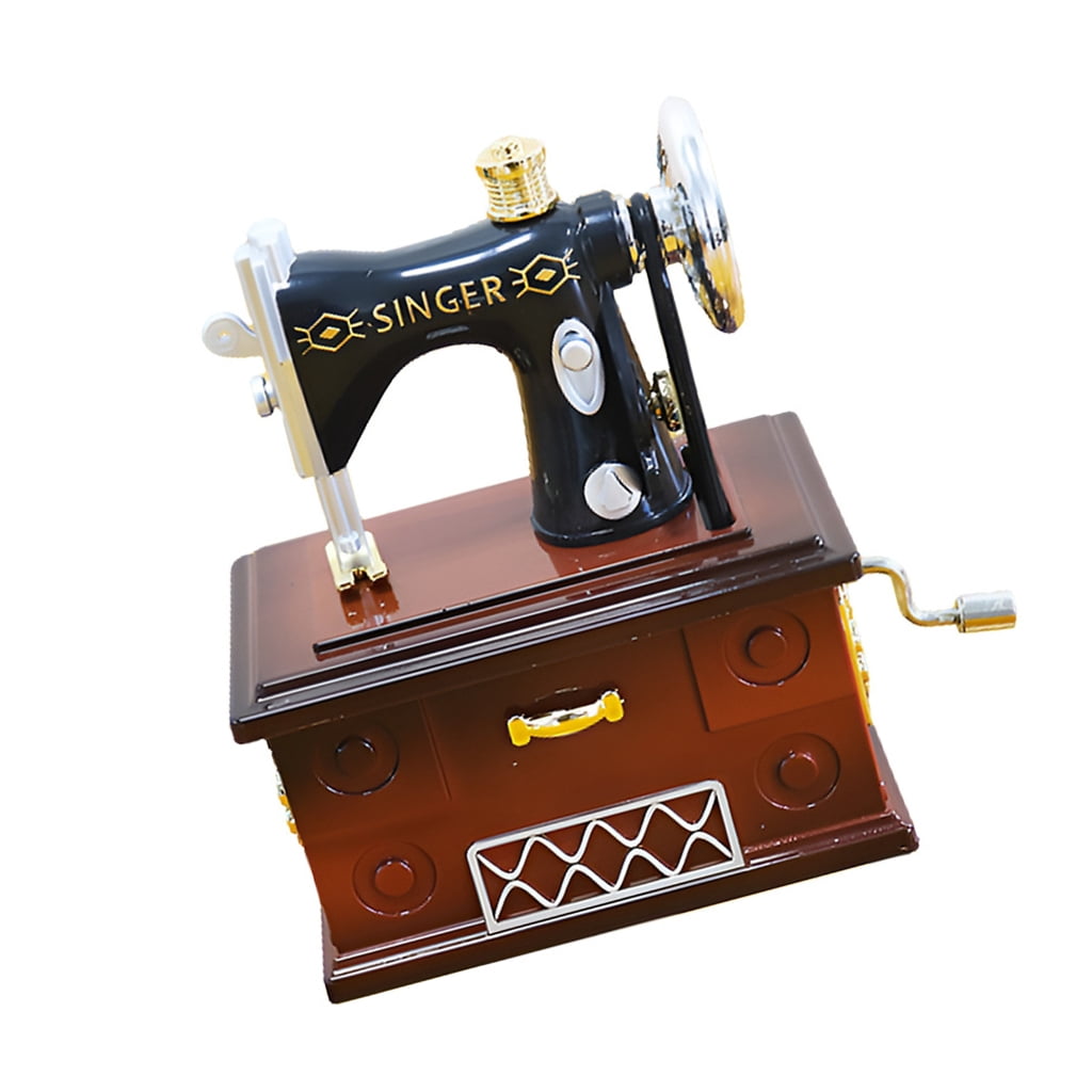BQBQERT Hand Crank Sewing Machine Shape Music Box Wind Up Clockwork ...