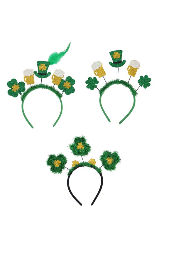 Happy Clovers Hair Clip Set Of 3 Sequined Clovers Headpiece For Irish Styles Parties Outfit And Costume Additions