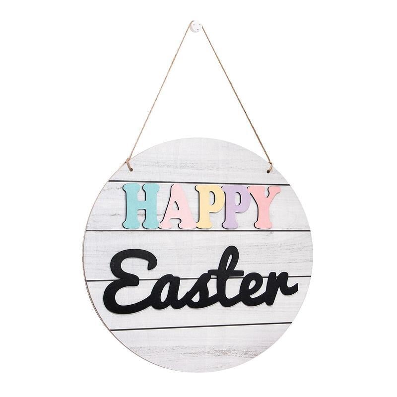 BQBQERT Happy Easter Wooden Hanging Sign Front Door Hanger Festival ...