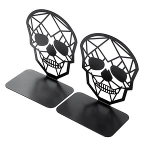 BQBQERT Hollow Skull Shape Desktop Nonskid Bookends Art Decorative Iron Desk Book End