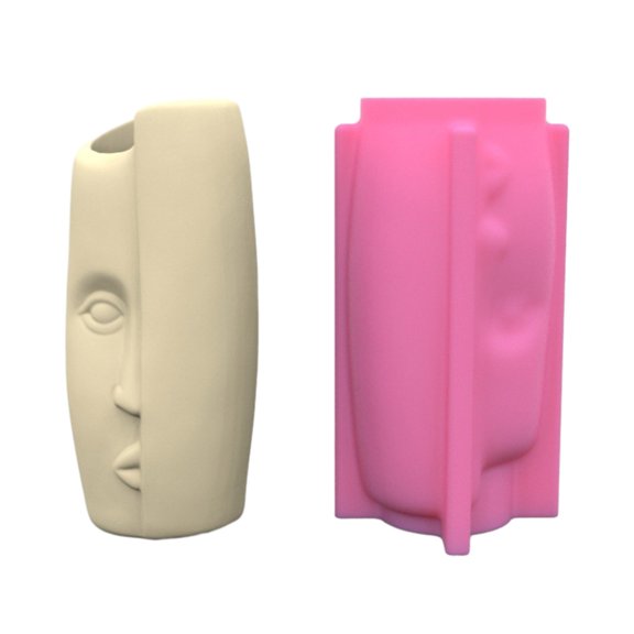 BQBQERT Human Face Art Gypsum Flower Silicone Mold Vase Epoxy Casting Mold Cement Mold Holder Mold
