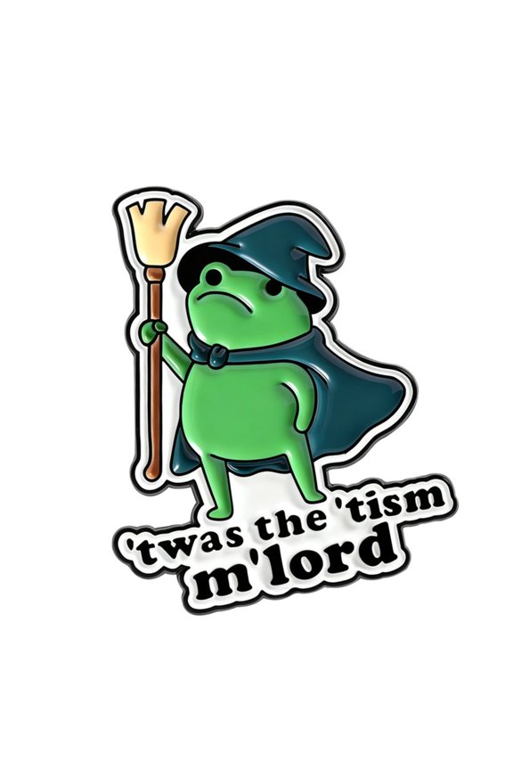 Humorous Animal Wizard Cartoon Badge Brooch Mystical Capelet And Broom Theme For Personality Charm And Daily Wear